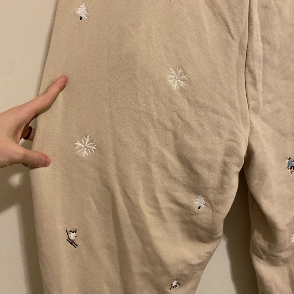 NWT Lou & Grey Tan Winter Pattern Embroidered Jogger Pants size XL - Picture 12 of 12